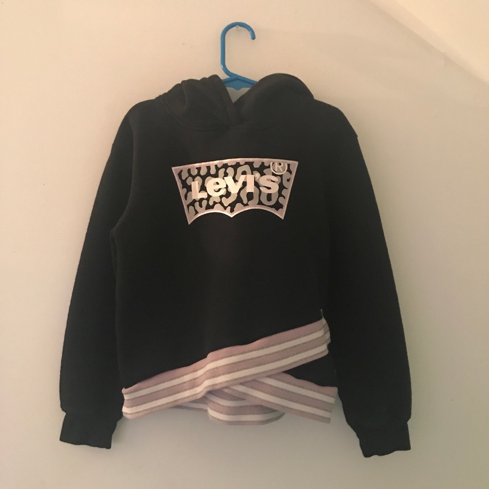 🌻EUC Girl’s Levi Leopard Print Criss Cross Hem Hoodie